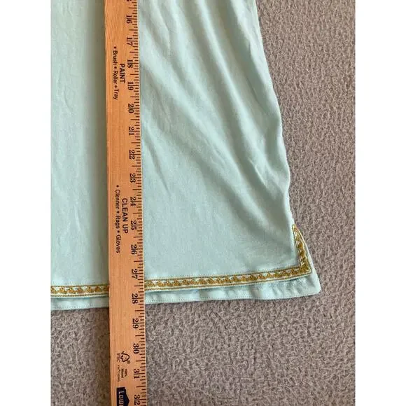 J Jill Tank Top Large Embroidered V-Neck Sleeveless Blouse Stretch Gold Beach - Picture 9 of 13